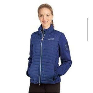 Equestrian Ovation Darlene Light Puffer Jacket Size L Ice Blue Rhinestone NWT